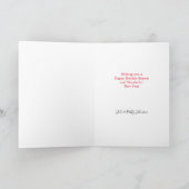 ハッピーホリデー 私たちのドア 赤いドア パイナップルの花輪 シーズンカード (内部)