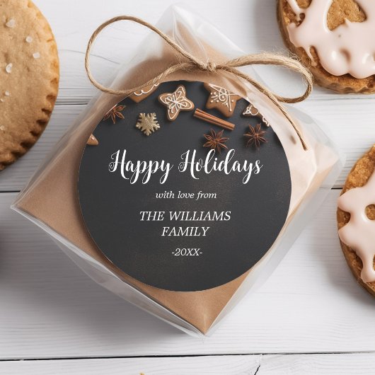 「ハッピーホリデー!」 素朴クリスマス ラウンドシール