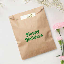 「ハッピーホリデー」緑の文字クリスマスパーティー フェイバーバッグ