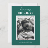 ハッピーホリデー | 緑モダンのクリスマス写真 シーズンカード (正面)