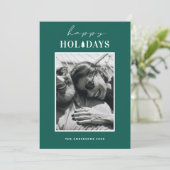 ハッピーホリデー | 緑モダンのクリスマス写真 シーズンカード (スタンド正面)