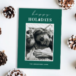 ハッピーホリデー | 緑モダンのクリスマス写真 シーズンカード