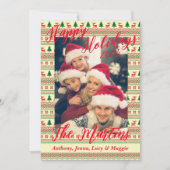 ハッピーホリデー - 編み物パターンのホリデーカード 招待状 (正面)