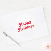 "ハッピーホリデー"赤い白いクリスマスホリデー ラウンドシール (封筒)