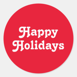 "ハッピーホリデー"赤い白いクリスマスホリデー ラウンドシール