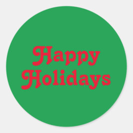 "ハッピーホリデー"赤い緑のクリスマスホリデー ラウンドシール