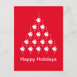 ハッピーホリデー 赤い雪の星と木 ポストカード