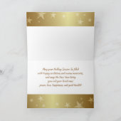 ハッピーホリデー。金ゴールドクリスマスボールホリデーカード シーズンカード (内部)