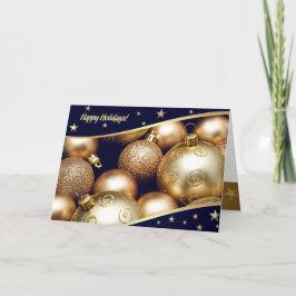 ハッピーホリデー。金ゴールドクリスマスボールホリデーカード シーズンカード