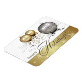 ハッピーホリデー。金ゴールドシルバーボールクリスマスプレゼント マグネット (左側)