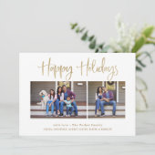 ハッピーホリデー | 金ゴールドモダン数々の写真 シーズンカード (スタンド正面)