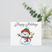 ハッピーホリデー(雪だるまの鳥) シーズンポストカード (スタンド正面)