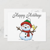 ハッピーホリデー(雪だるまの鳥) シーズンポストカード (正面/裏面)