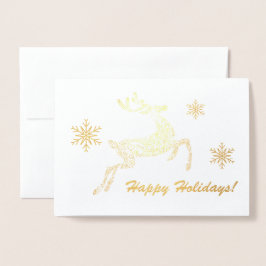 ハッピーホリデー！鹿と雪の結晶のメッセーカスタムジ 箔カード