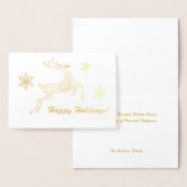 ハッピーホリデー!鹿と雪の結晶のメッセーカスタムジ 箔カード (ディスプレー)