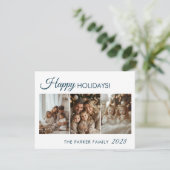 ハッピーホリデー!3枚の写真(白ミニマル) シーズンカード (スタンド正面)