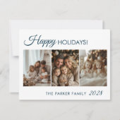 ハッピーホリデー!3枚の写真(白ミニマル) シーズンカード (正面)