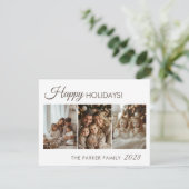 ハッピーホリデー!3枚の写真(白ミニマル) シーズンカード (スタンド正面)