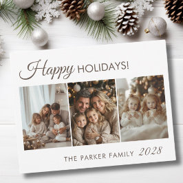 ハッピーホリデー！3枚の写真(白ミニマル) シーズンカード