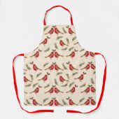 ハッピーホリデー | Merry Christmas Red Birds エプロン (正面)
