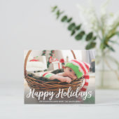 ハッピーホリデーinホワイトスクリプトフォトポストカード ポストカード (スタンド正面)