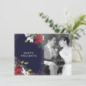 ハッピーホリデーnavy red whiteフローラフォトカード シーズンカード (スタンド正面)