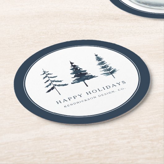 ハッピーホリデ企業のイズビジネスウォーターカラー ラウンドペーパーコースター (アングル)