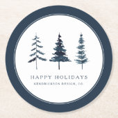 ハッピーホリデ企業のイズビジネスウォーターカラー ラウンドペーパーコースター (正面)