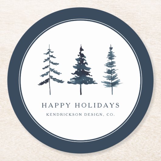 ハッピーホリデ企業のイズビジネスウォーターカラー ラウンドペーパーコースター (正面)