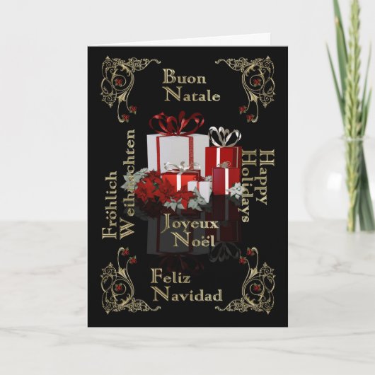 ハッピーホリデ数々のーランゲージビジネスクリスマスカ シーズンカード (正面)