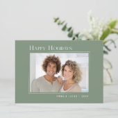 ハッピーホリモダンズエレガントシンプルセージグリーン シーズンカード (スタンド正面)