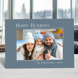 ハッピーホリモダンズエレガントシンプル石板ブルー シーズンカード