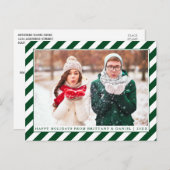 ハッピーホリモダンデーズグリーンストライプズ ポストカード (正面/裏面)