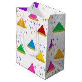 ハッピーホリモダンヒンドゥー教フェスティバルカラーズパターン ミディアムペーパーバッグ (裏面アングル)