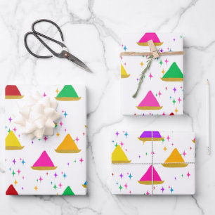 ハッピーホリモダンヒンドゥー教フェスティバルカラーズパターン ラッピングペーパーシート