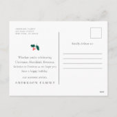 ハッピーホリモダンーズPlaid Petおもしろい Cat写真 シーズンポストカード (裏面)