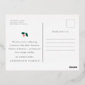 ハッピーホリモダンーズPlaid Petおもしろい Cat写真 箔シーズンポストカード (裏面)