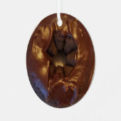 ハッピーホリーグレーズチョコレートドーナツ メタルオーナメント (正面左)