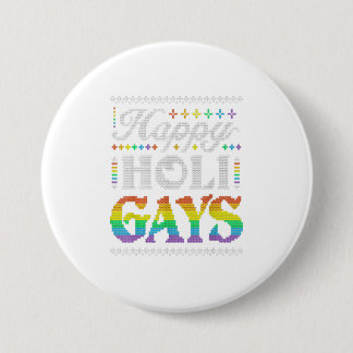 ハッピーホリーゲイズレインボーゲイLGBT醜い 缶バッジ