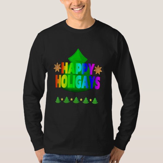 ハッピーホリーゲイボールゲイクリスマスLGBTゲイ Tシャツ (正面)