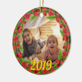 ハッピーホリーベリーリースカスタム写真 セラミックオーナメント (左)