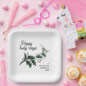 ハッピーホリー日カスタムファミリーネームクリスマス ペーパープレート (パーティー)