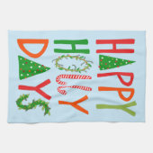 ハッピーホリー日スウィートホリデークリスマスクリスマス キッチンタオル (横)