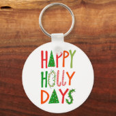 ハッピーホリー日スウィートホリデークリスマスクリスマス キーホルダー (正面)