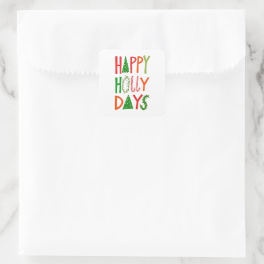 ハッピーホリー日スウィートホリデークリスマスクリスマス スクエアシール (バッグ)