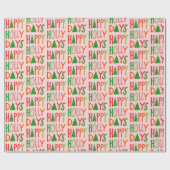 ハッピーホリー日スウィートホリデークリスマスクリスマス ラッピングペーパー (フラット)