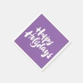 ハッピーホリー日ホリデーズホリデイズクリスマスパープル スタンダードカクテルナプキン (角)