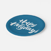 ハッピーホリー日ホリデーズホリデイズブルーレタリング ペーパープレート (アングル)