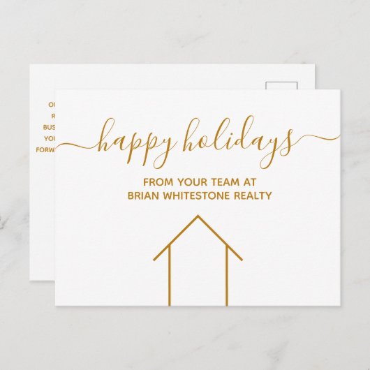 ハッピーホリ実在ーズエステート会社金ゴールド企業の ポストカード (正面/裏面)