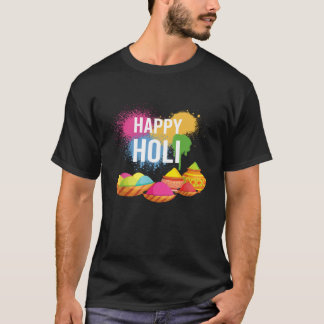 ハッピーホリ春フェスティバルカラフルインドヒンズーチェ Tシャツ
